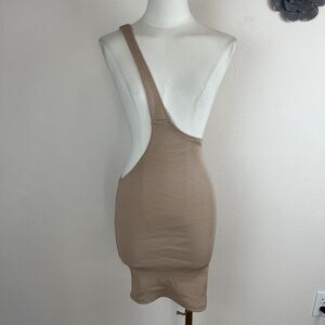 Manière De Voir Skirt Womens US 2 Beige One Shoulder Asymmetric Ribbed Bodycon
